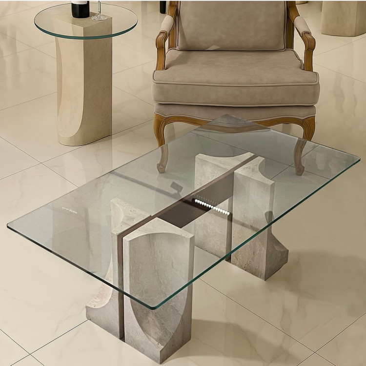 جلو مبلی سنگی و شیشه ای