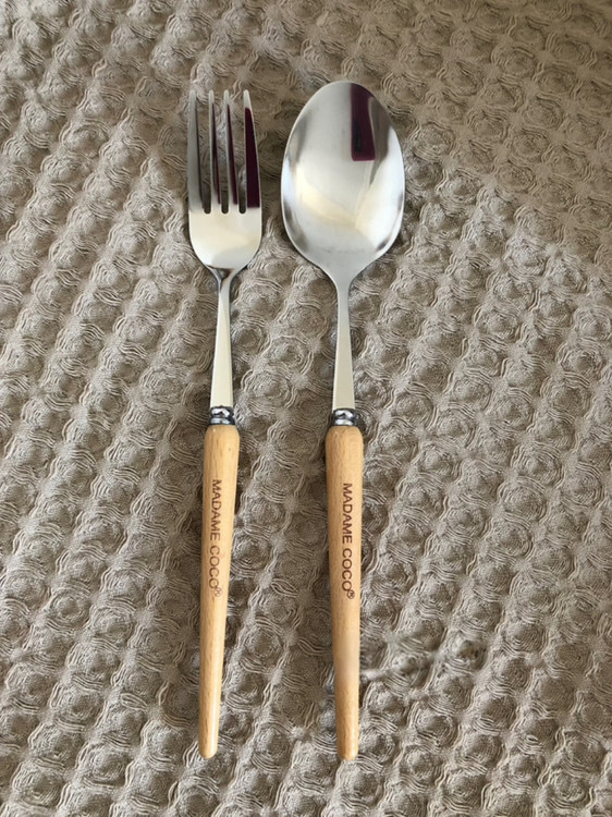 قاشق و چنگال دسته چوبی