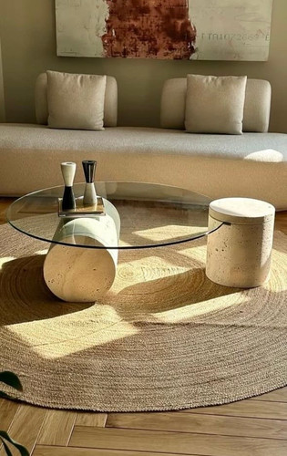 جلو مبلی سنگی و شیشه ای